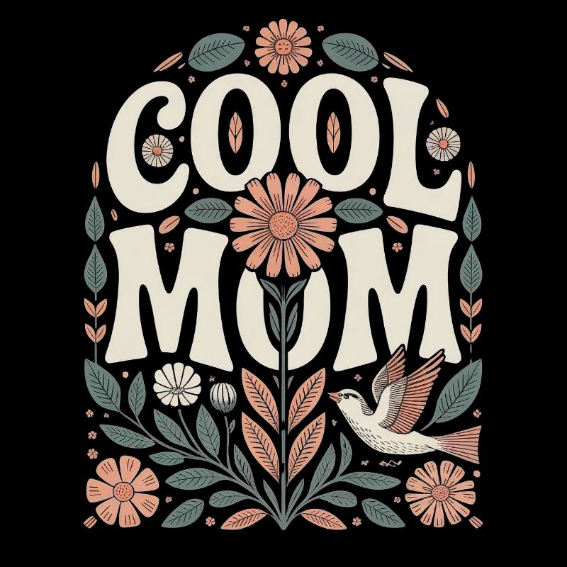 Motif fleural rétro Cool Mom