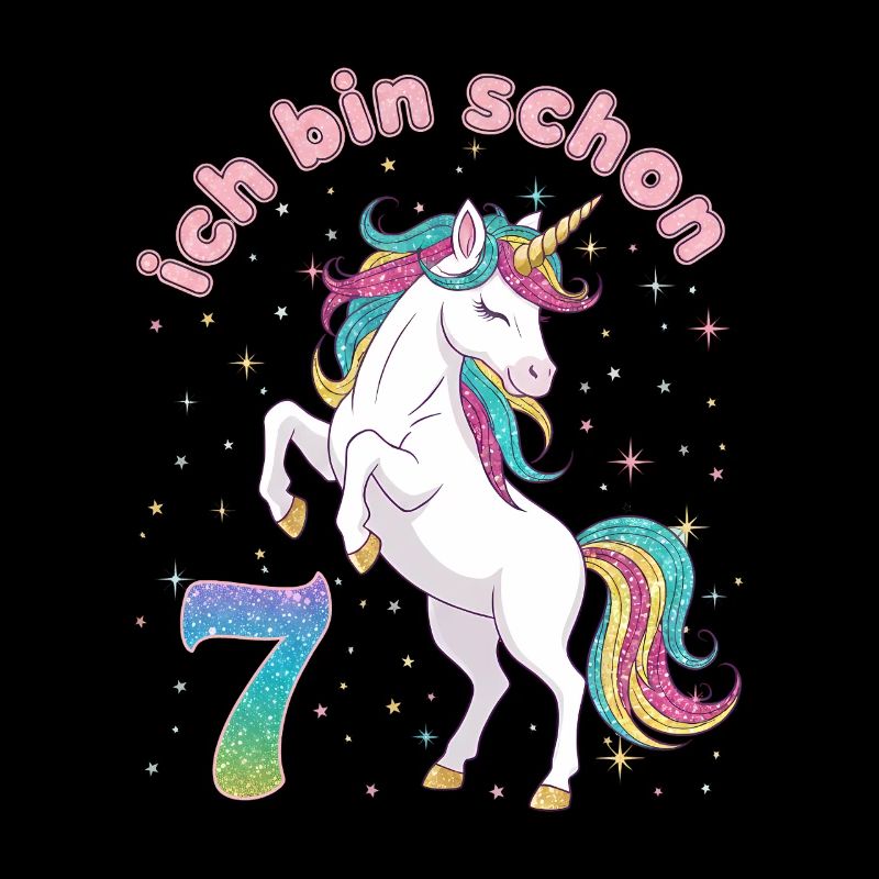 7. Geburtstag Einhorn Mädchen Ich bin schon 7
