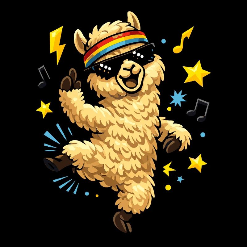 Dancing alpaca with sunglasses and beats