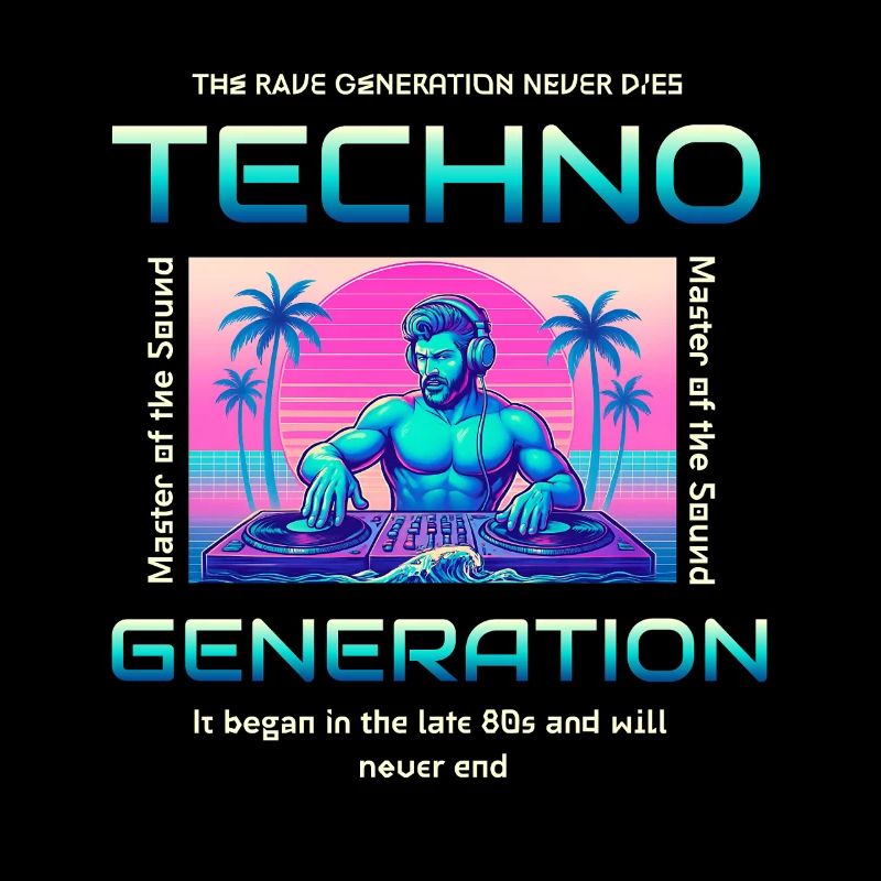 Techno Generation Rave DJ Synthwave Retro