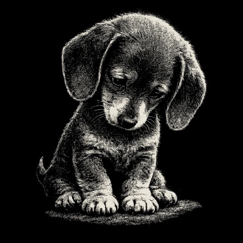 Teckel Chiot mignon, mignon, honte, art triste, triste