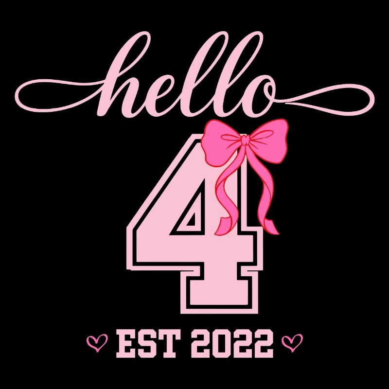 Hello 4 Est 2022 Mädchen Geburtstag Design