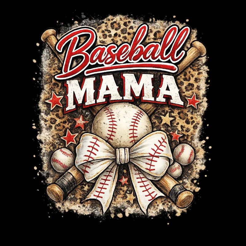 Baseball Mama Schleife Leopard Muttertag Sport 