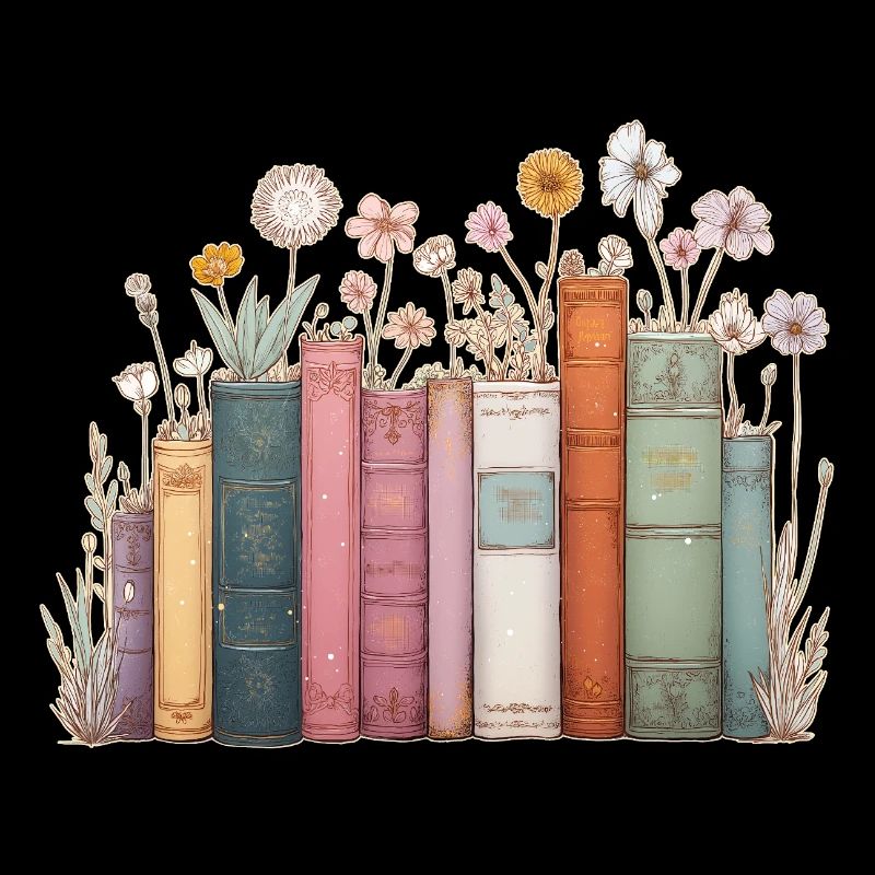 Livres avec des fleurs