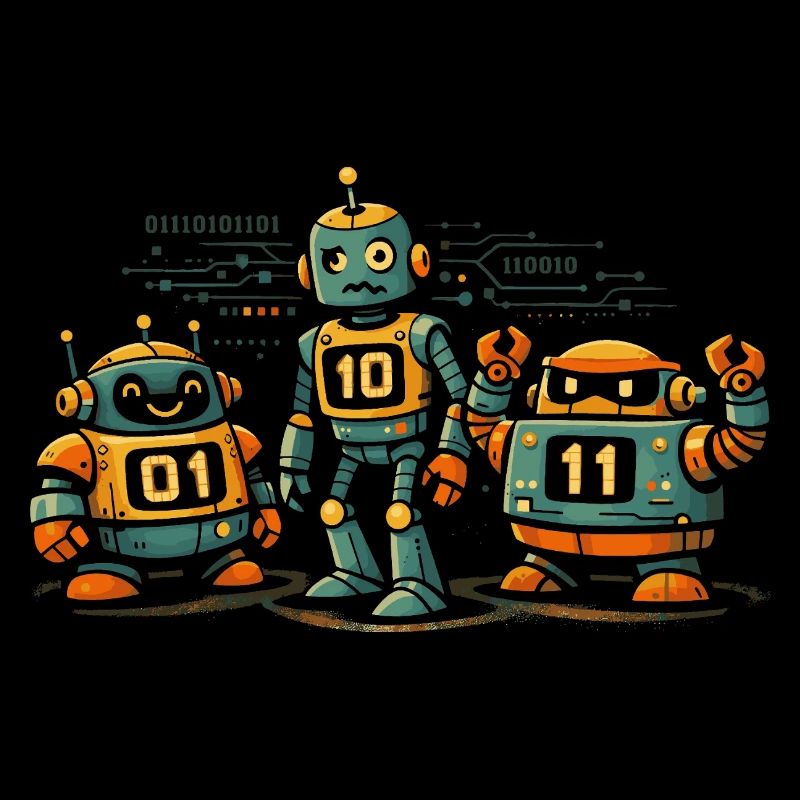 Geek Robots Binary Code Computer Science IT