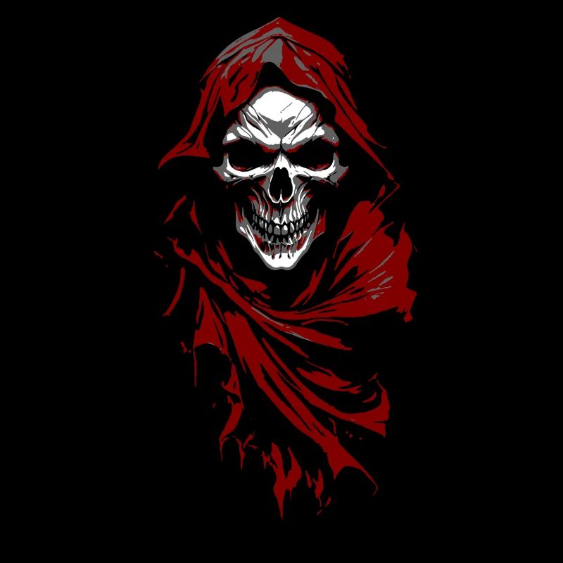 Grim Reaper Skull in Red Cloak