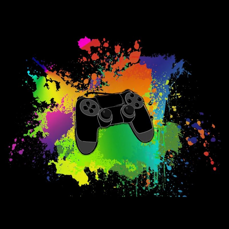 Controller Farbklecks Bunt Gaming Geschenk Idee