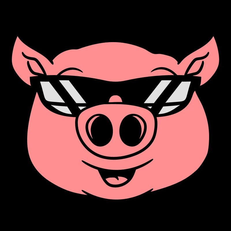 cool sunglasses pig face head cute cute comic cart
