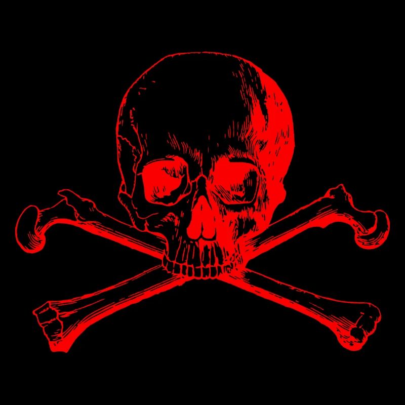 Skull with crossed bones in red