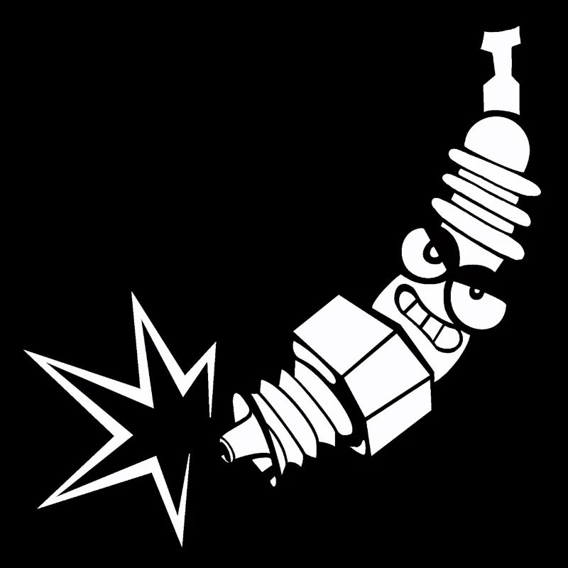 Spark plug comic with face