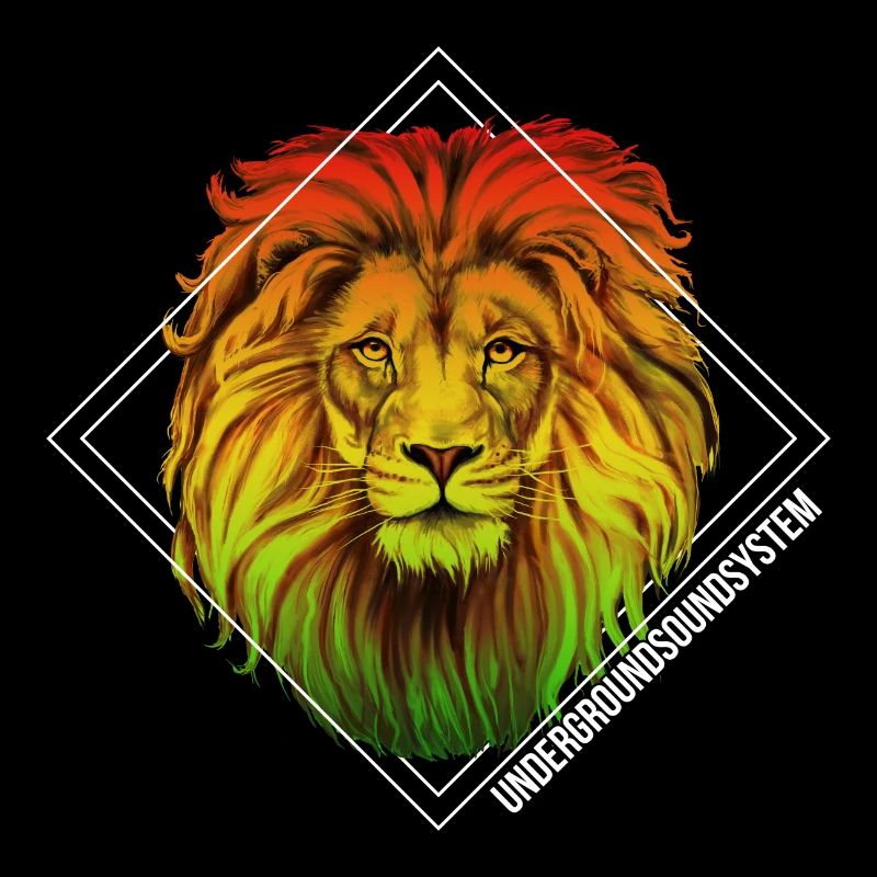 Rainbow lion in square frame
