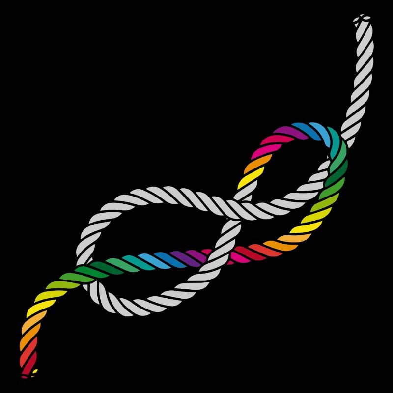 Achtknoten oder Liebesknoten in Regenbogen Farben