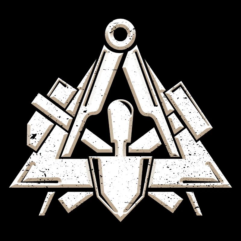 Symbole de la guilde des maçons dans un look grunge 3d cool