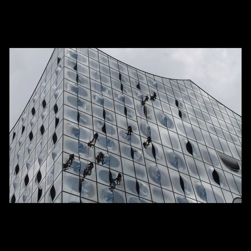 Elbphilharmonie with window cleaners