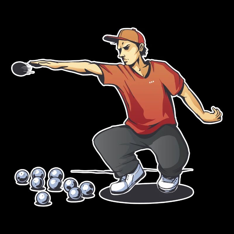 Boule player throws boules ball Boulering Boule