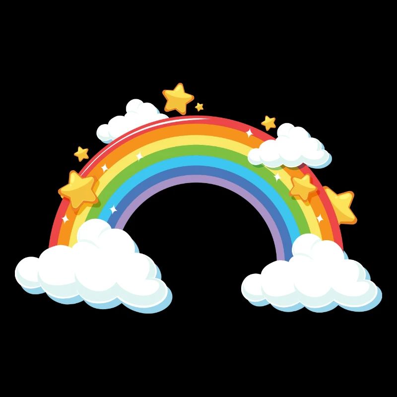 Regenbogenbogen mit Wolken und Sternen