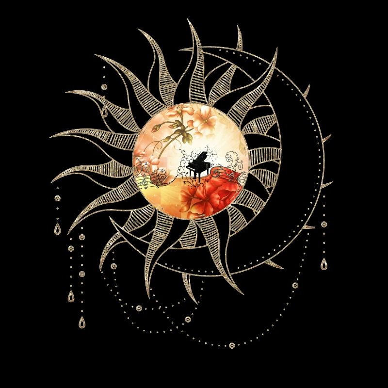 Merveilleuses fleurs avec piano et notes clés.