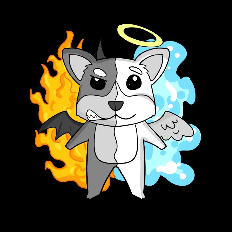 Dog Welsh Corgi Pembroke - Angel and Devil