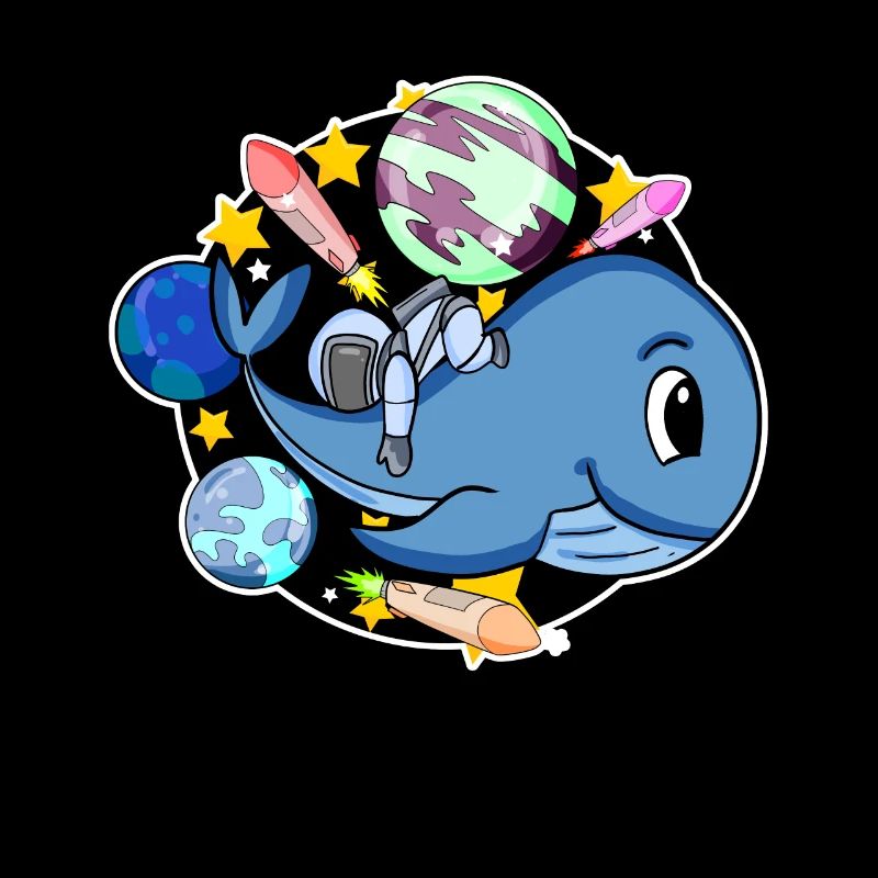 Astronaut in space with a whale