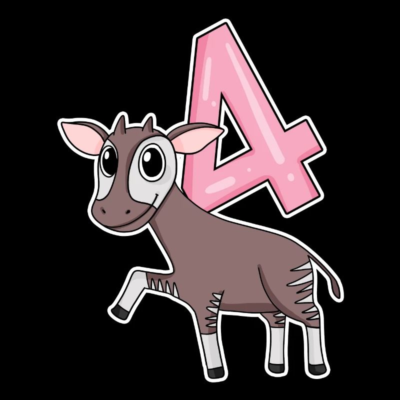 Fille de 4 ans Okapi cadeau de 4ème anniversaire