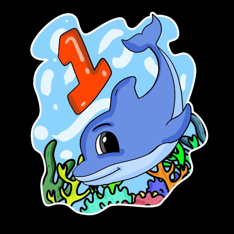 1 Jahr alt - Einschulung - Delfin Motiv