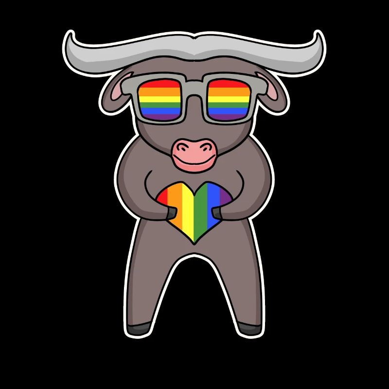 Regenbogen - Ochse mit Brille und Herz