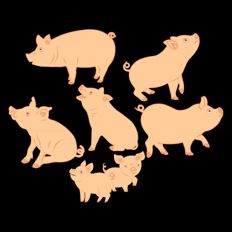 Five pigs and two piglets