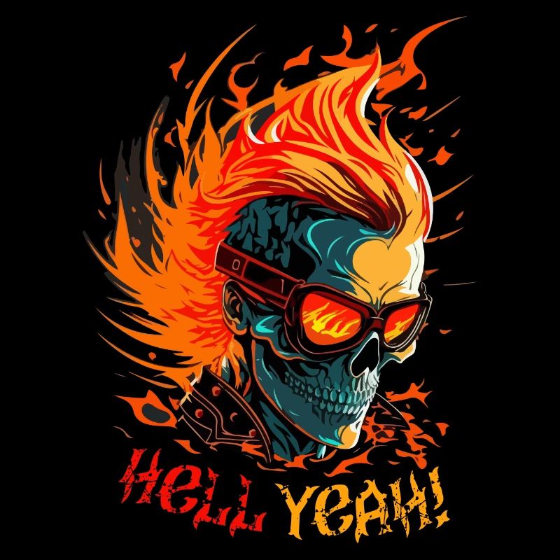 Flaming Skull with Hell Yeah
