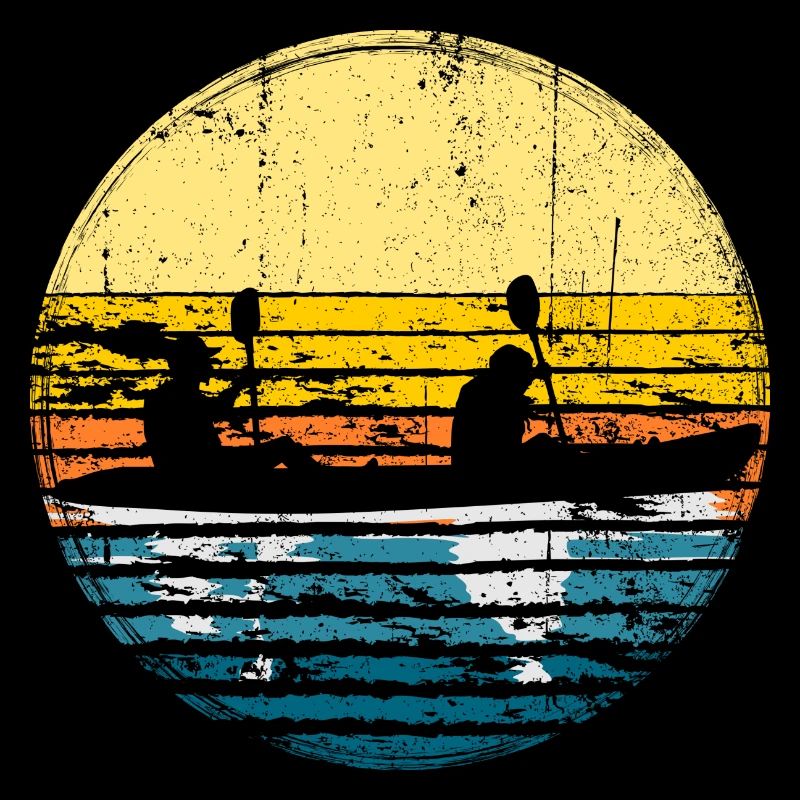 Sunset Kayak Silhouette Circle