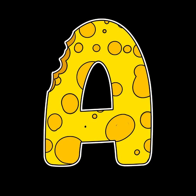 Lettre A - Lettre initiale A - Motif Fromage