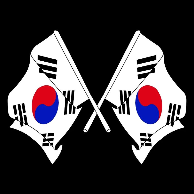 Deux drapeaux croisés de la Corée du Sud
