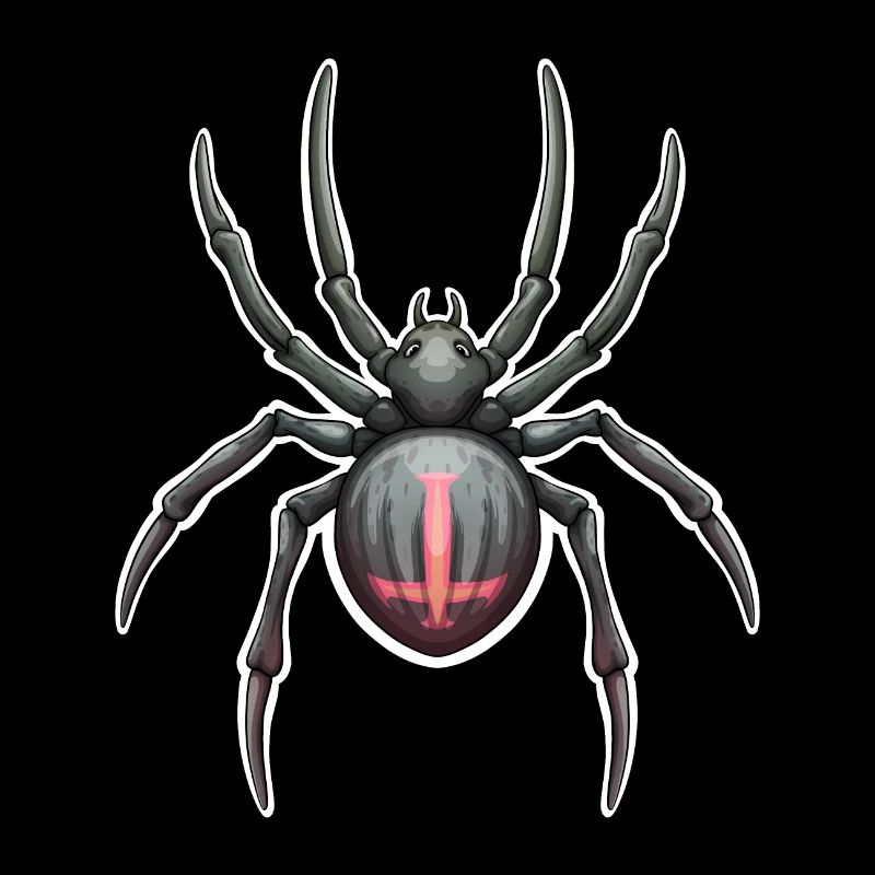 Dunkle Spinne mit rosa Markierungen