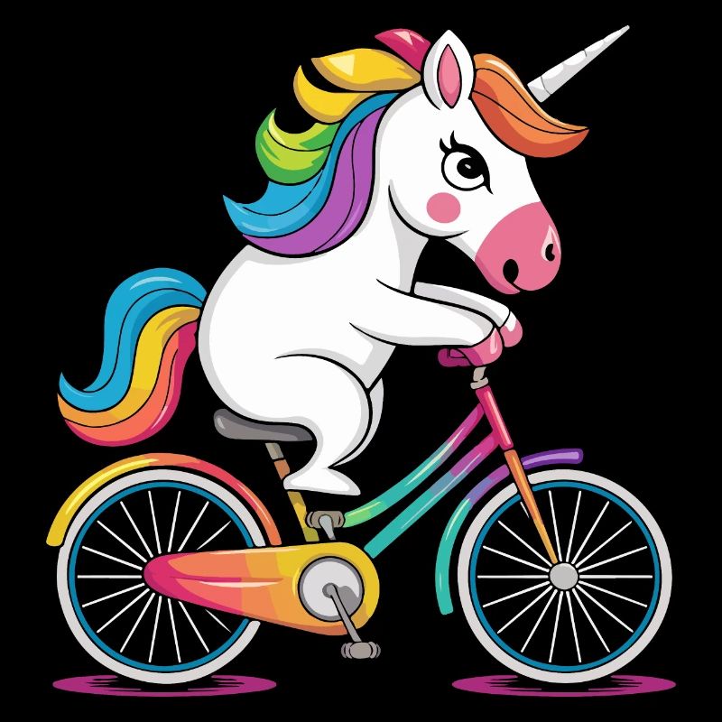 Rainbow Unicorn Riding a Bicycle