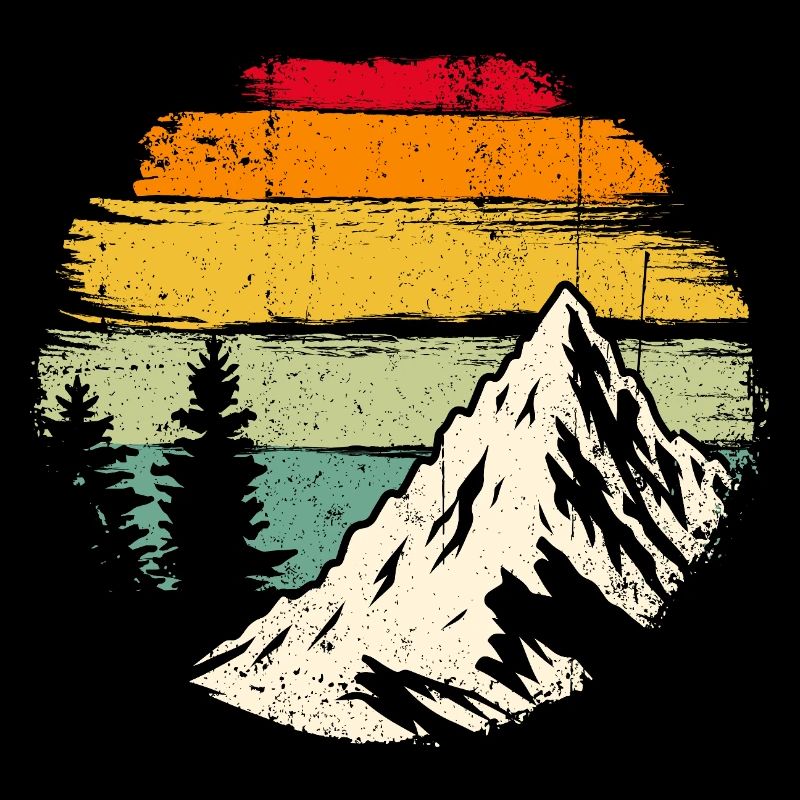 Retro Sunset Ridge Mountain