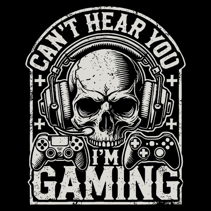 Gaming skull with headset and controllers