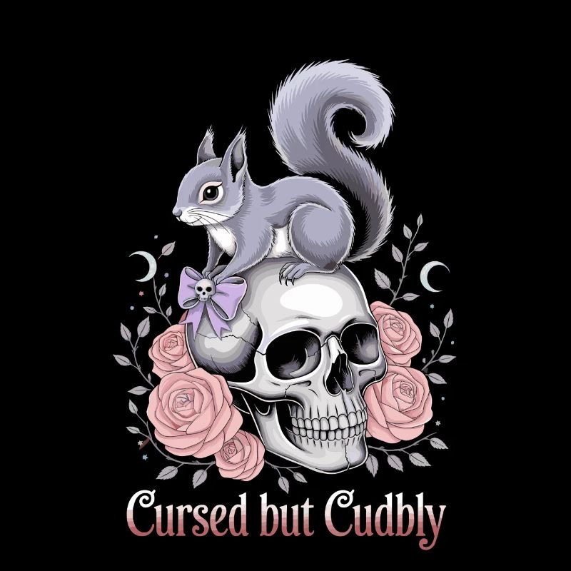 Cursed But Cudbly Gothic Squirrel Skull