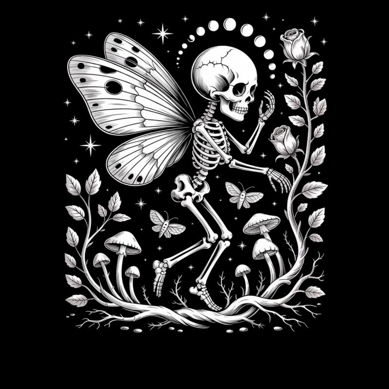 Gothic Skeleton Fairy With Moon Phases