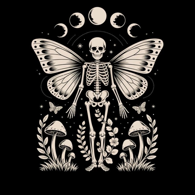 Gothic Skeleton Fairy With Moon Phases