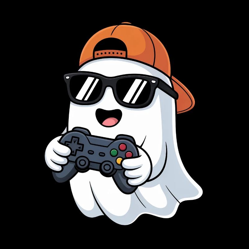 Kawaii Cute Boo Playing Video Game Halloween Gamer