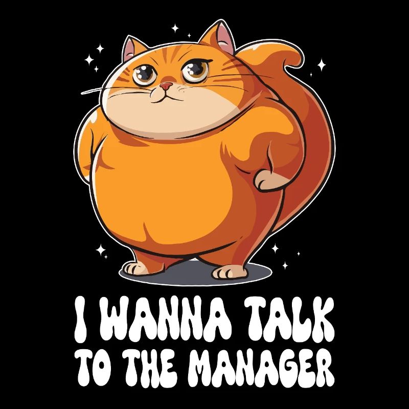 Fat cat with funny saying karen