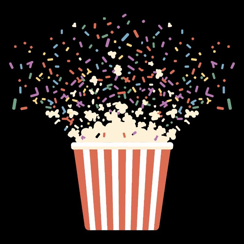 Explosion de pop-corn coloré avec des pépites pour
