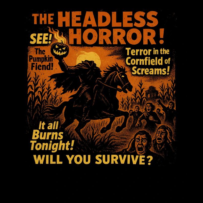 The Headless Horror Pumpkin Movie Poster Halloween