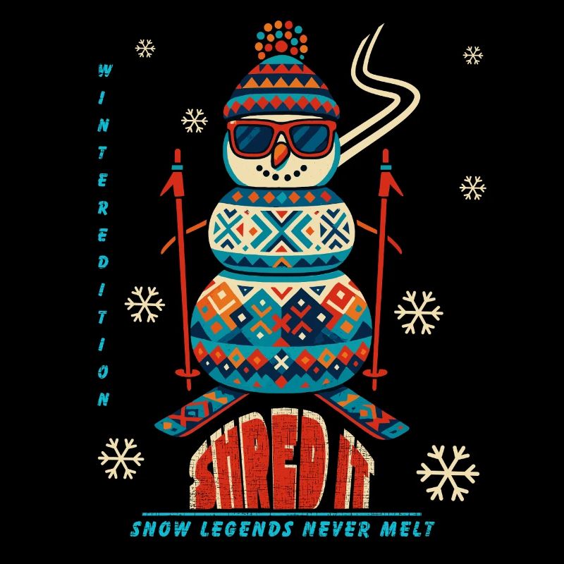 Skiing Snowman - Snow Legends Never Melt