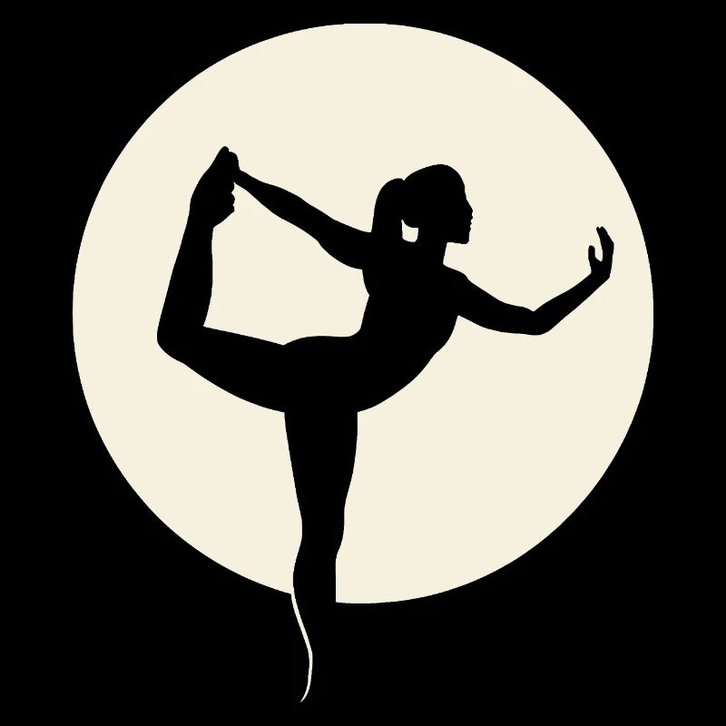 Posture de danseuse de silhouette de yoga devant la lune