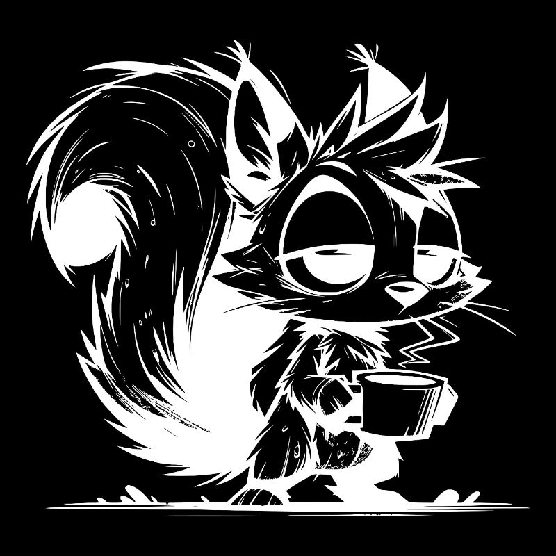 Ohne Kaffee kein Eichhörnchen bei der Arbeit