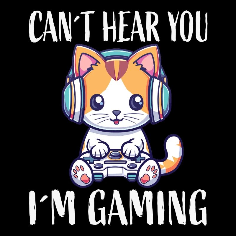 Kitten with headset while gaming