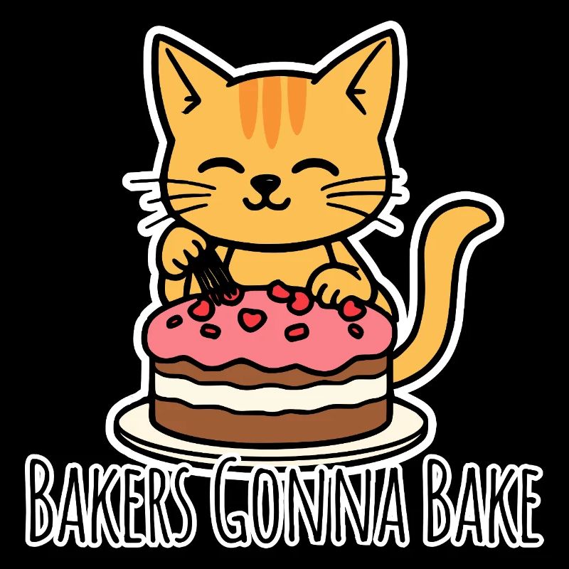 Die niedliche Bäcker Katze backt einen Kuchen!