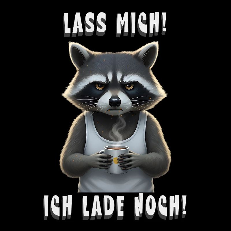 Let me go! I'm still loading – Tired raccoon coffee