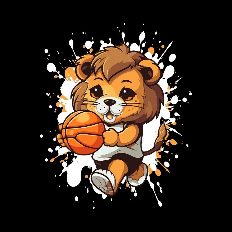 Lion basketteur : héros cartoon de jeu