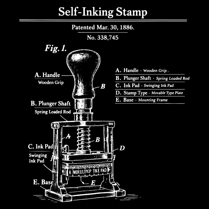 Vintage self inking Stamp Patent Blueprint